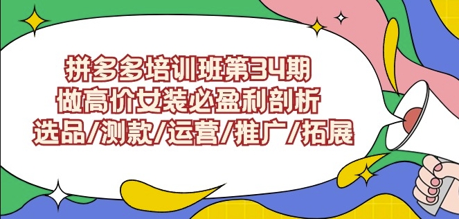 拼多多培训班第34期：做高价女装必盈利剖析选品/测款/运营/推广/拓展-88共享