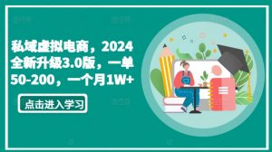 私域虚拟电商,2024全新升级3.0版,一单50-200,一个月1W+【揭秘】-88共享
