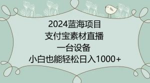 2024年蓝海项目,支付宝素材直播,无需出境,小白也能日入1000+ ,实操教程【揭秘】-88共享