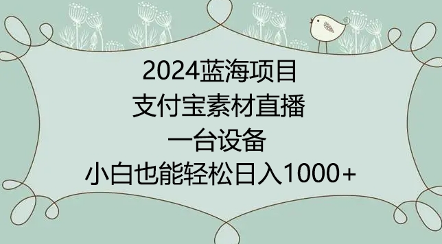 2024年蓝海项目，支付宝素材直播，无需出境，小白也能日入1000+ ，实操教程【揭秘】-88共享