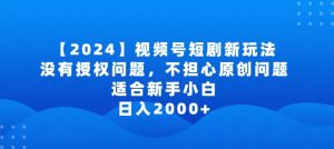 2024视频号短剧玩法,没有授权问题,不担心原创问题,适合新手小白,日入2000+【揭秘】-88共享