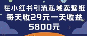 在小红书引流私域卖壁纸每张29元单日最高卖出200张(0-1搭建教程)【揭秘】-88共享