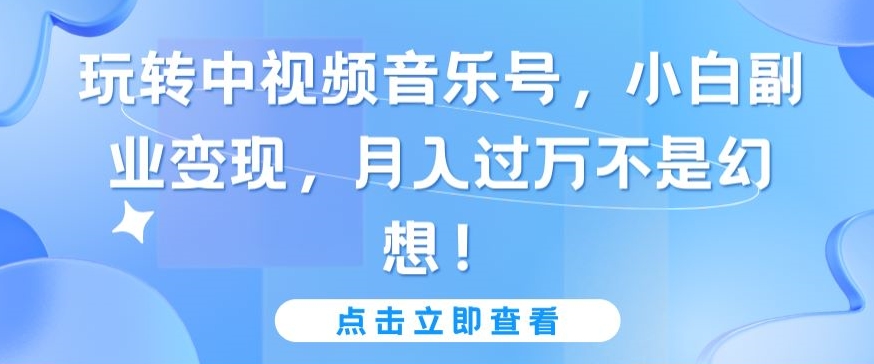 玩转中视频音乐号，小白副业变现，月入过万不是幻想【揭秘】-88共享