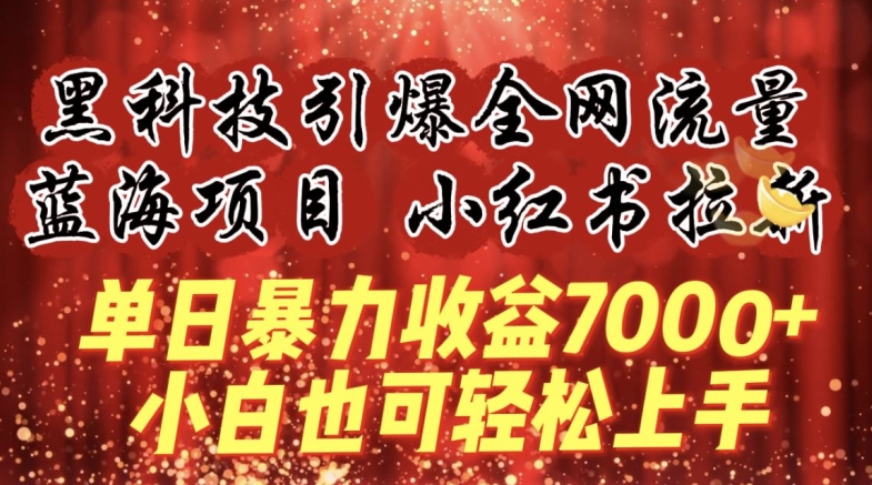 蓝海项目!黑科技引爆全网流量小红书拉新，单日暴力收益7000+，小白也能轻松上手【揭秘】-88共享