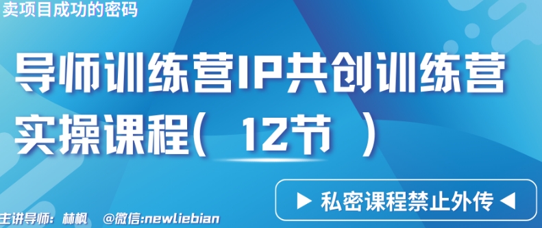 导师训练营3.0IP共创训练营私密实操课程（12节）-卖项目的密码成功秘诀【揭秘】-88共享