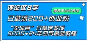抖音评论区8字日截流200+创业粉 “卖项目”日稳定变现5000+【揭秘】-88共享