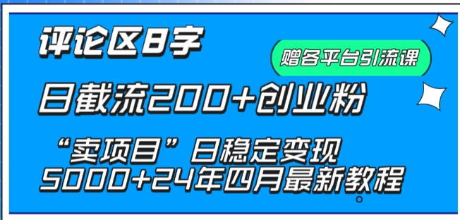 抖音评论区8字日截流200+创业粉 “卖项目”日稳定变现5000+【揭秘】-88共享