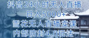 抖音24小时无人直播 日入5000+，雪花无人直播卖课，内部防封4.0玩法【揭秘】-88共享