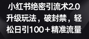 小红书绝密引流术2.0升级玩法,破封禁,轻松日引100+精准流量【揭秘】-88共享