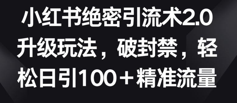 小红书绝密引流术2.0升级玩法，破封禁，轻松日引100+精准流量【揭秘】-88共享