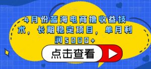 4月份蓝海电商撸收益技术，长期稳定项目，单月利润5000+【揭秘】-88共享