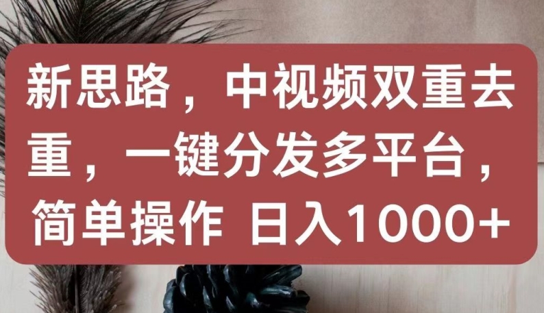 新思路，中视频双重去重，一键分发多平台，简单操作，日入1000+【揭秘】-88共享