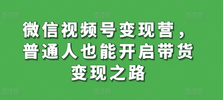 微信视频号变现营，普通人也能开启带货变现之路-88共享