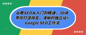 谷歌SEO从入门到精通，30讲带你打造排名，清晰的独立站+Google SEO工作流-88共享