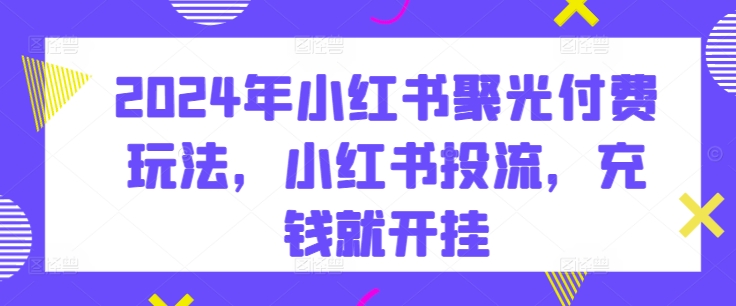 2024年小红书聚光付费玩法，小红书投流，充钱就开挂-88共享