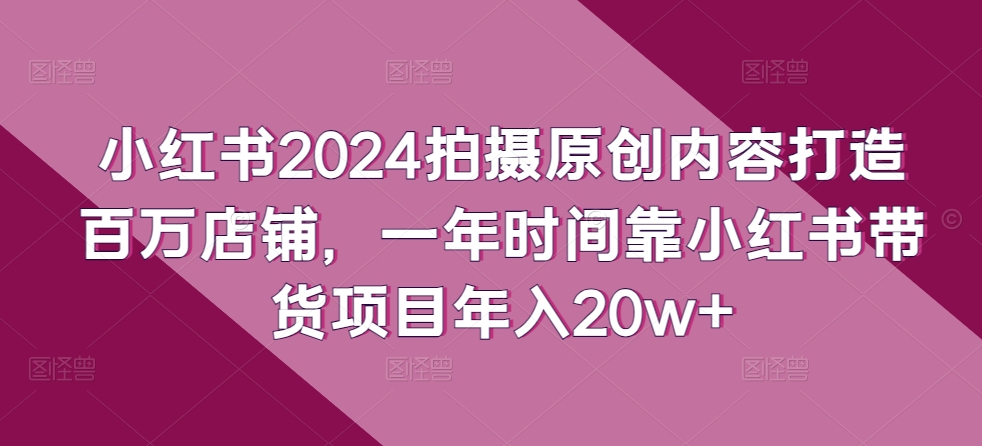 小红书2024拍摄原创内容打造百万店铺，一年时间靠小红书带货项目年入20w+-88共享