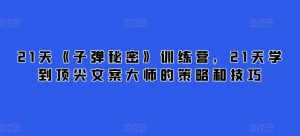 21天《子弹秘密》训练营,21天学到顶尖文案大师的策略和技巧-88共享