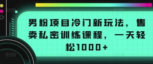男粉项目冷门新玩法，售卖私密训练课程，一天轻松1000+【揭秘】-88共享