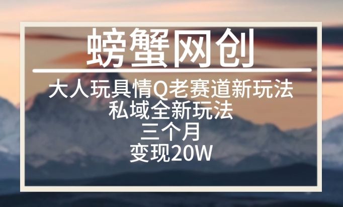 大人玩具情Q用品赛道私域全新玩法，三个月变现20W，老项目新思路【揭秘】-88共享
