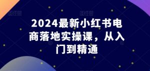 2024最新小红书电商落地实操课,从入门到精通-88共享