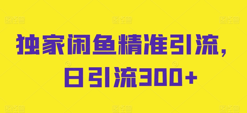 独家闲鱼精准引流，日引流300+【揭秘】-88共享