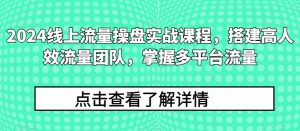 2024线上流量操盘实战课程，搭建高人效流量团队，掌握多平台流量-88共享