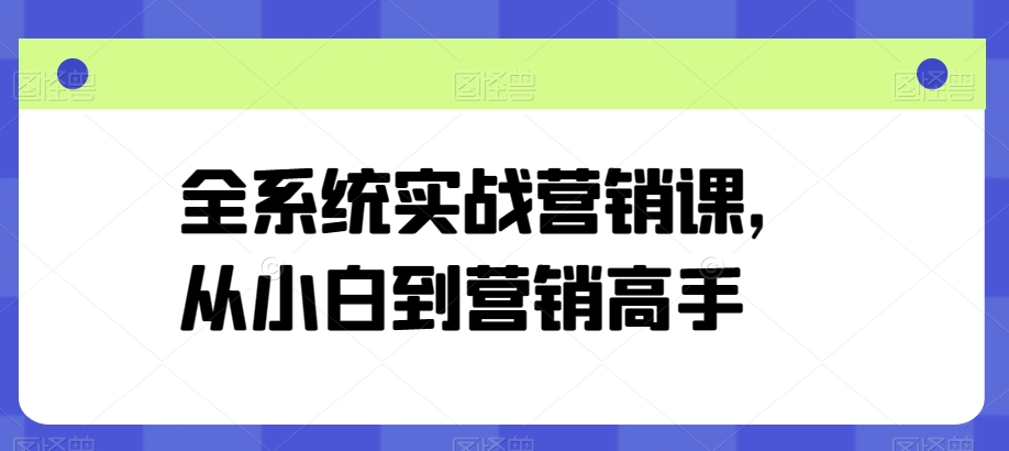 全系统实战营销课，从小白到营销高手-88共享