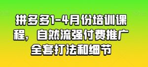 拼多多1-4月份培训课程，自然流强付费推广全套打法和细节-88共享