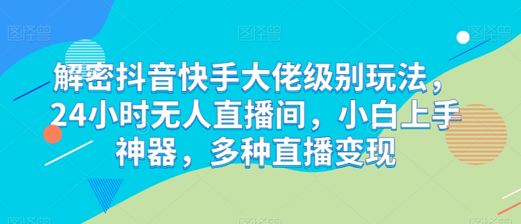 解密抖音快手大佬级别玩法，24小时无人直播间，小白上手神器，多种直播变现【揭秘】-88共享