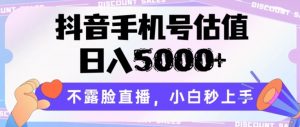 抖音手机号估值,日入5000+,不露脸直播,小白秒上手【揭秘】-88共享