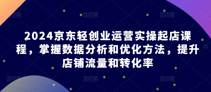 2024京东轻创业运营实操起店课程，掌握数据分析和优化方法，提升店铺流量和转化率-88共享