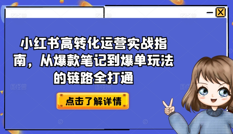 小红书高转化运营实战指南，从爆款笔记到爆单玩法的链路全打通-88共享