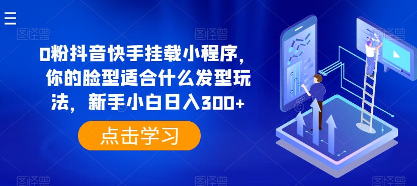 0粉抖音快手挂载小程序，你的脸型适合什么发型玩法，新手小白日入300+【揭秘】-88共享