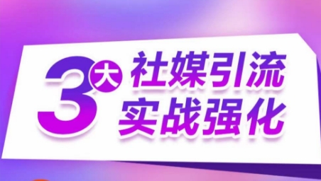 3大社媒引流实战强化，多渠道站外引流，高效精准获客，订单销售额翻倍增长-88共享
