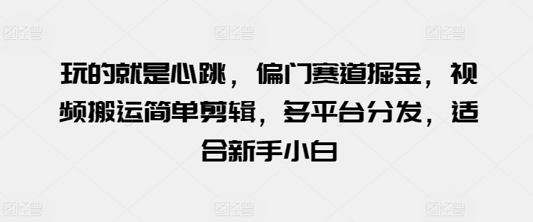 玩的就是心跳，偏门赛道掘金，视频搬运简单剪辑，多平台分发，适合新手小白【揭秘】-88共享