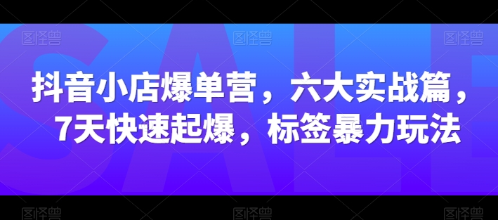 抖音小店爆单营，六大实战篇，7天快速起爆，标签暴力玩法-88共享