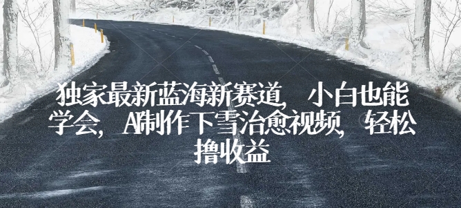 独家最新蓝海新赛道，小白也能学会，AI制作下雪治愈视频，轻松撸收益【揭秘】-88共享