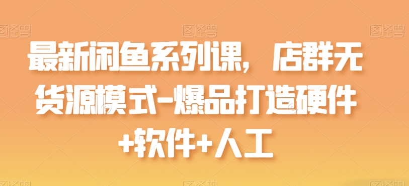 最新闲鱼系列课，店群无货源模式-爆品打造硬件+软件+人工-88共享