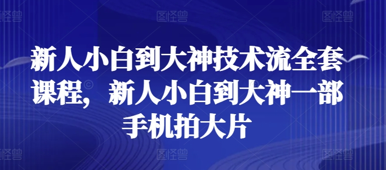 新人小白到大神技术流全套课程，新人小白到大神一部手机拍大片-88共享