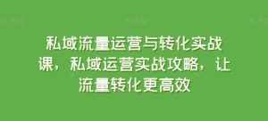 私域流量运营与转化实战课,私域运营实战攻略,让流量转化更高效-88共享