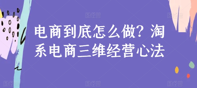 电商到底怎么做？淘系电商三维经营心法-88共享