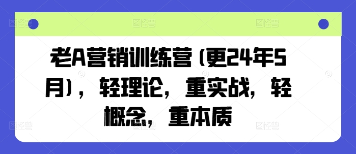 老A营销训练营(更24年5月)，轻理论，重实战，轻概念，重本质-88共享