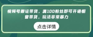 视频号搬运带货,满100粉丝即可开通橱窗带货,玩法非常暴力【揭秘】-88共享