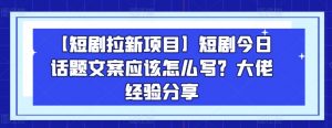 【短剧拉新项目】短剧今日话题文案应该怎么写？大佬经验分享-88共享