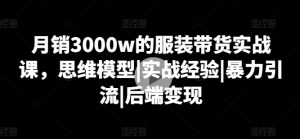 月销3000w的服装带货实战课,思维模型|实战经验|暴力引流|后端变现-88共享