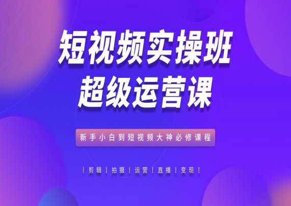 短视频实操班超级运营课，新手小白到短视频大神必修课程-88共享