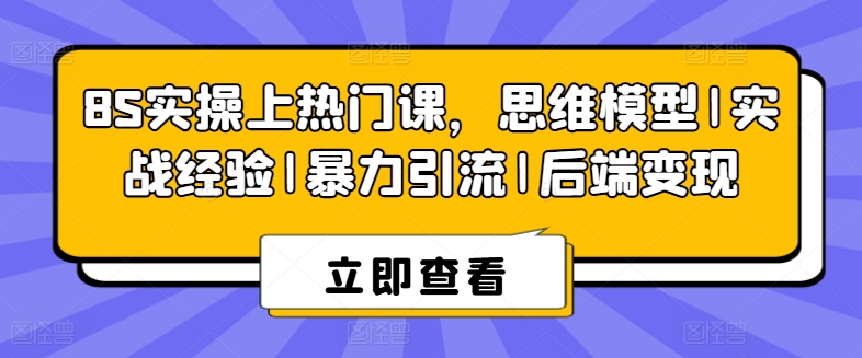 8S实操上热门课，思维模型|实战经验|暴力引流|后端变现-88共享