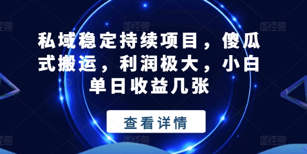 私域稳定持续项目，傻瓜式搬运，利润极大，小白单日收益几张【揭秘】-88共享