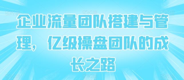 企业流量团队搭建与管理，亿级操盘团队的成长之路-88共享