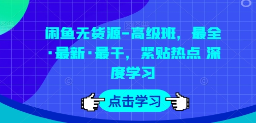 闲鱼无货源-高级班，最全·最新·最干，紧贴热点 深度学习-88共享